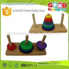 Pädagogische hölzerne Spielzeug Ring Toss Spiel bunte Hanoi hölzerne Baby Spielzeug